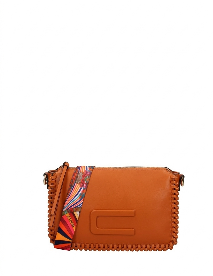 Borsa a tracolla in Pelle Vegana Arancione