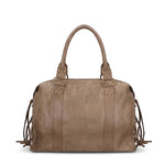 Borsa a Spalla in Genuine Printed Suede Leather Beige Scuro
