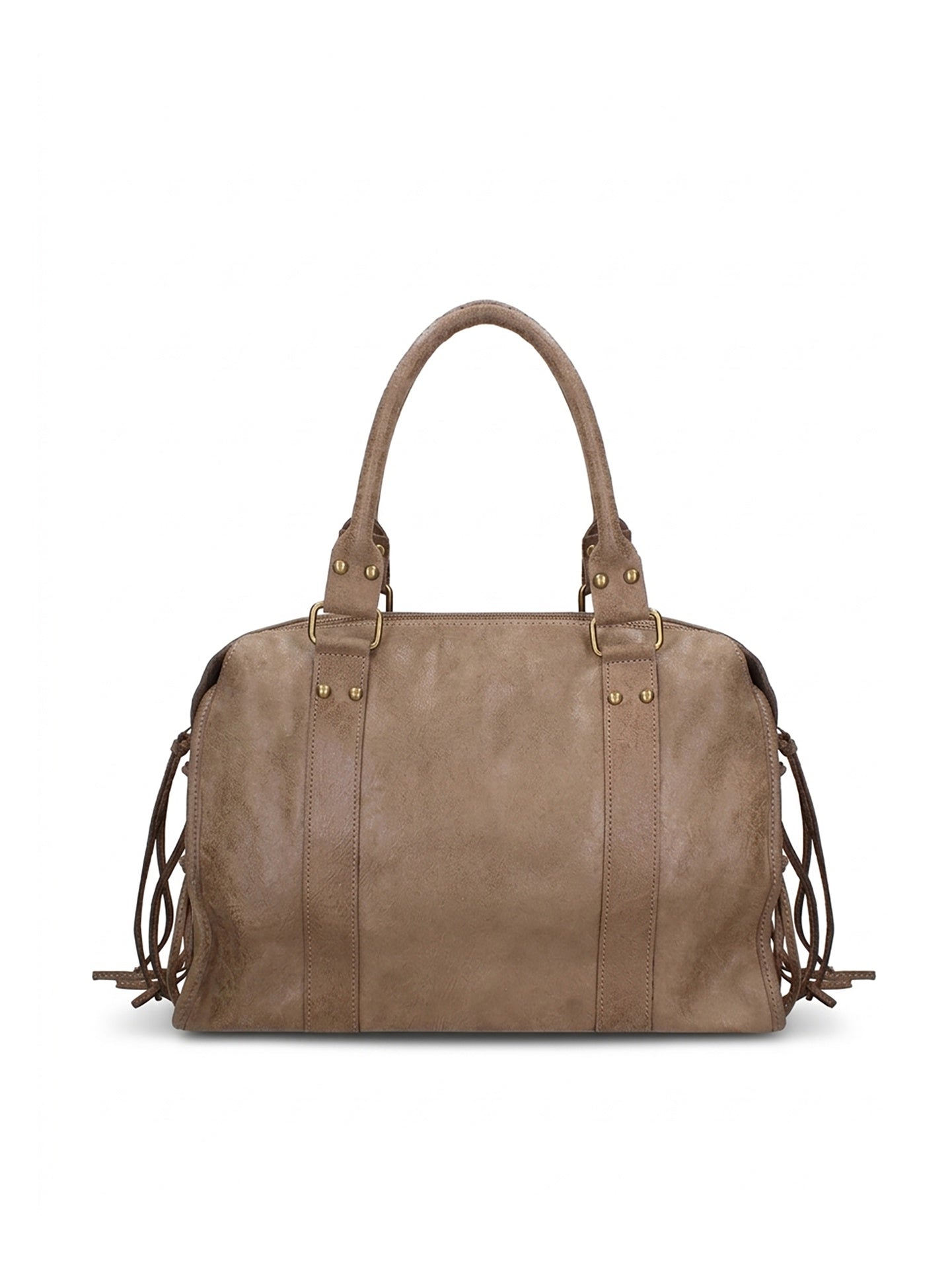 Borsa a Spalla in Genuine Printed Suede Leather Beige Scuro