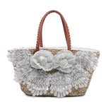 Borsa Shopper in Rattan Bianco