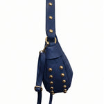 Borsa a Tracolla in Dollaro Leather Blu Jeans