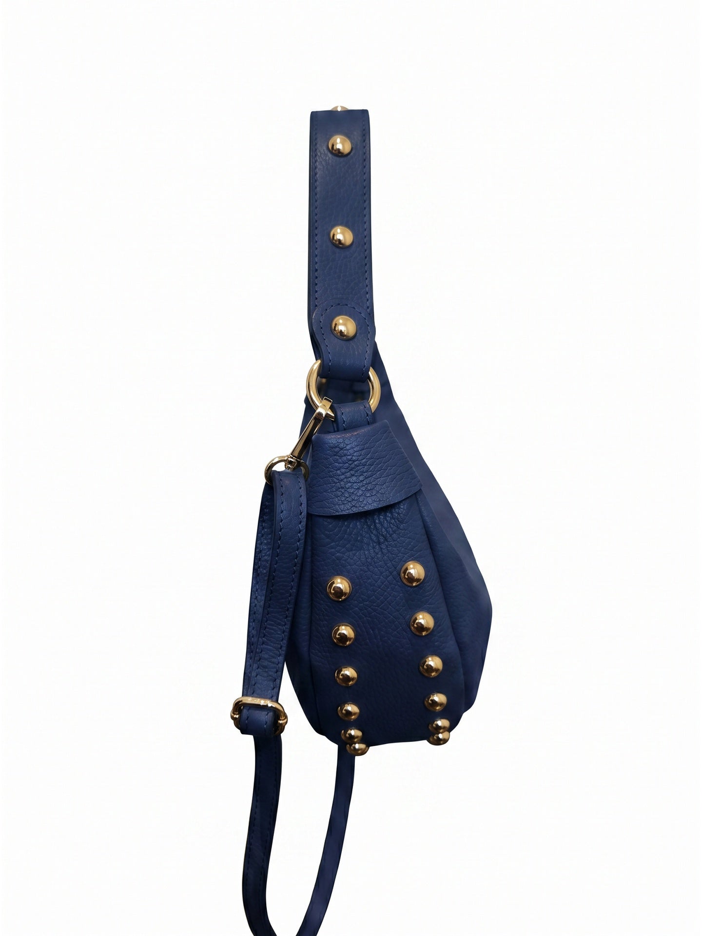 Borsa a Tracolla in Dollaro Leather Blu Jeans