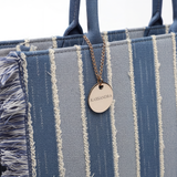 Borsa a Tracolla in Poliestere Blu e Taupe