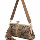Borsa a Spalla in Pelle Vegana Marrone