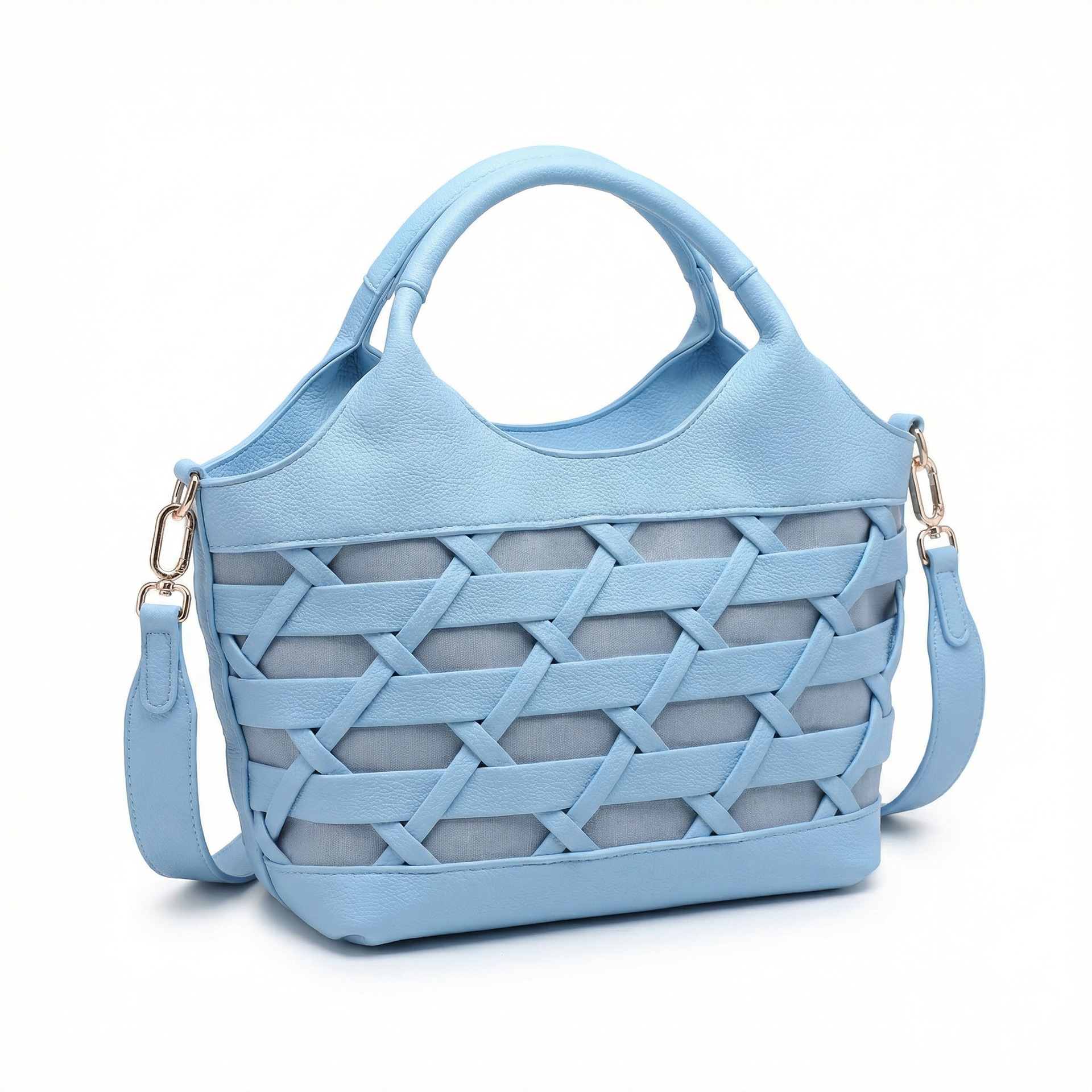 Borsa a Mano in Polyurethane Blu
