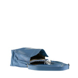 Borsa a Spalla in Vera Pelle Blu Jeans