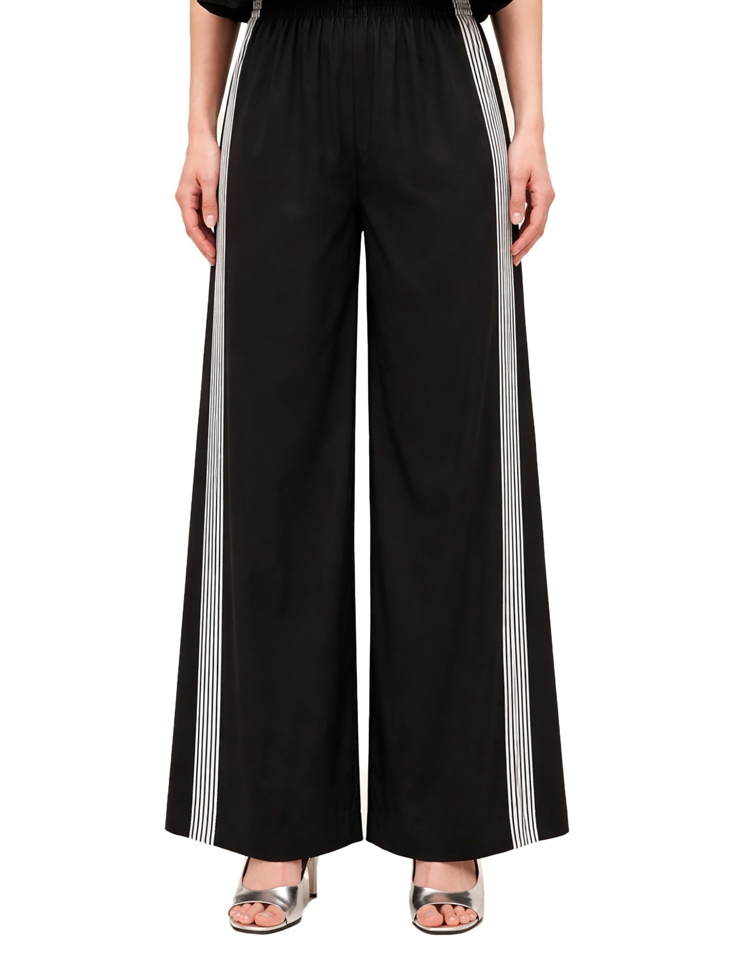 Pantaloni Donna Solara Nova in Cotone Nero e Panna Marc Ellis
