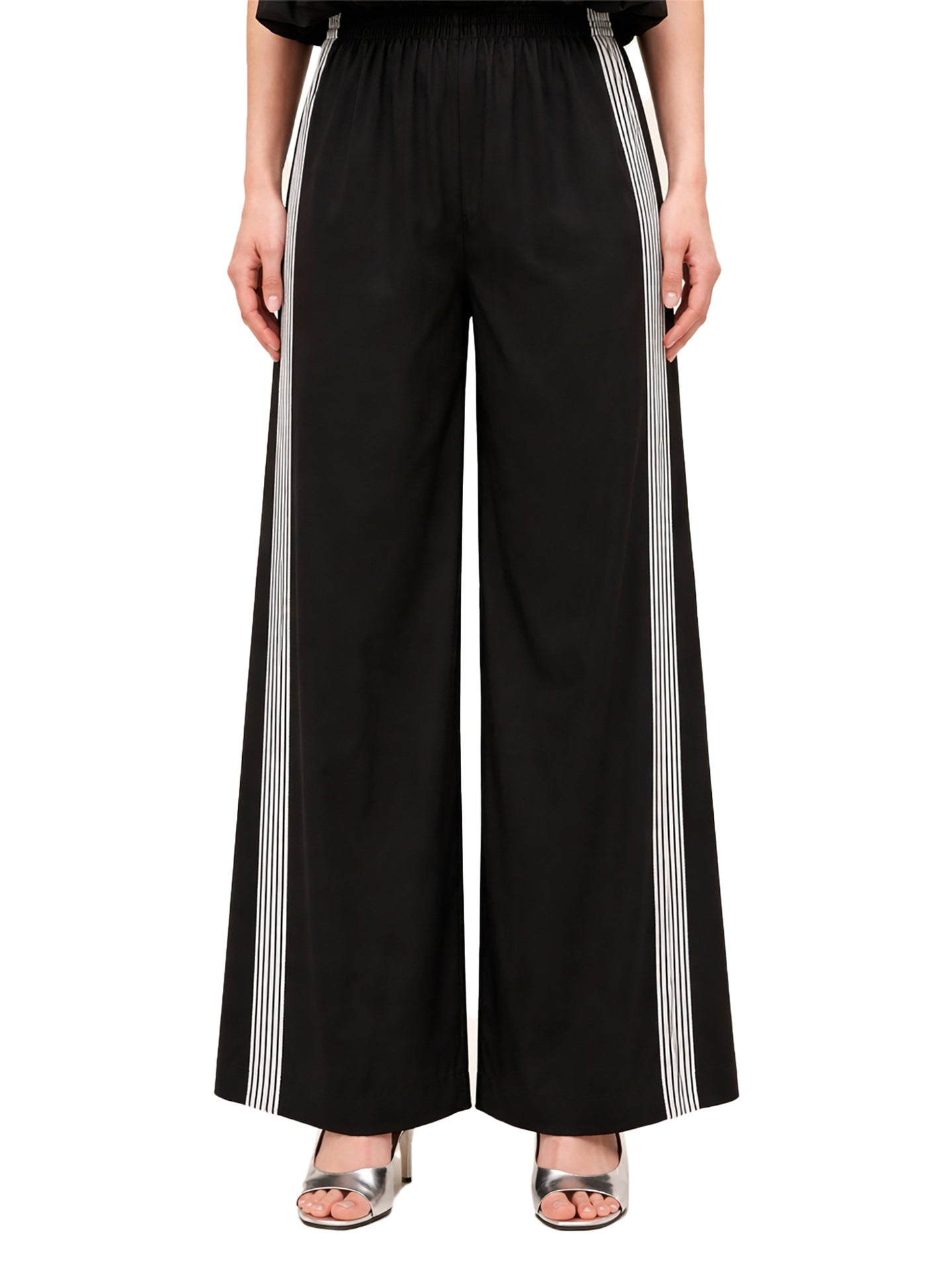 Pantaloni Donna Solara Nova in Cotone Nero e Panna Marc Ellis