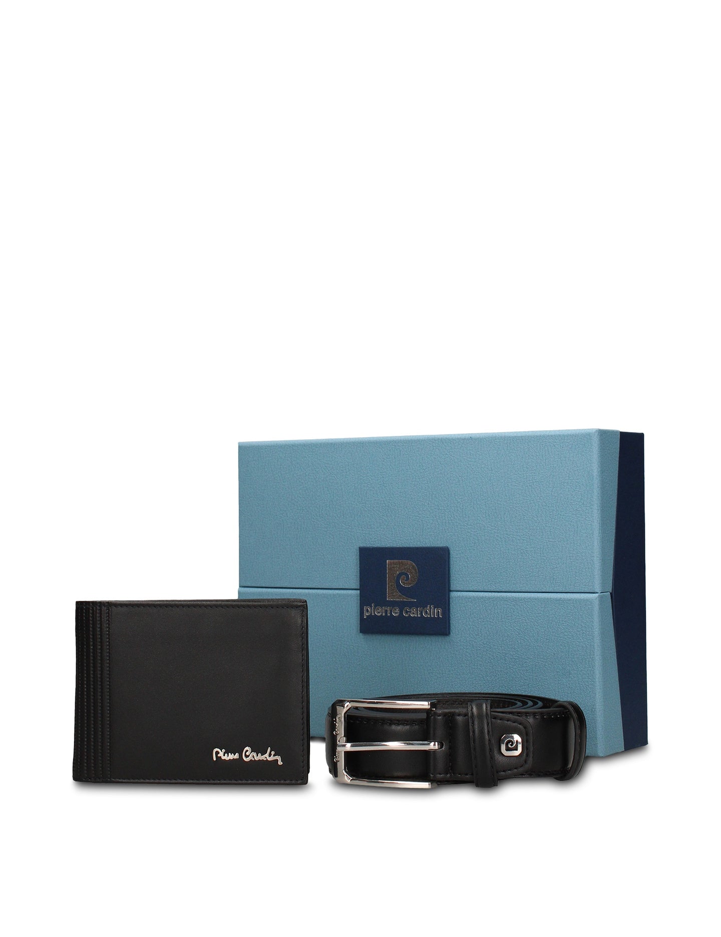 Set Portafoglio e Cintura Uomo in Vera Pelle Nero