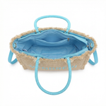 Borsa a Mano in Woven Straw Blu