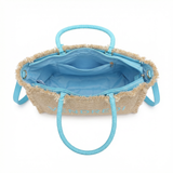 Borsa a Mano in Woven Straw Blu