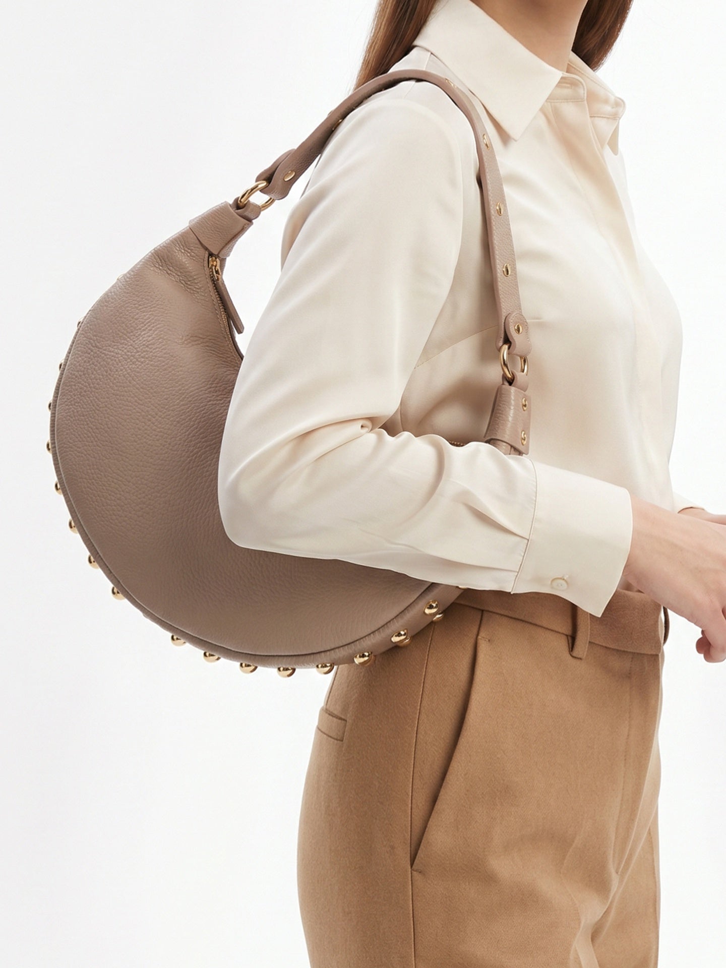 Borsa a Tracolla in Dollaro Leather Rosa
