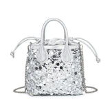 Bolso de hombro de poliéster plateado