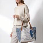 Borsa a Mano in Pelle Vegana Blu