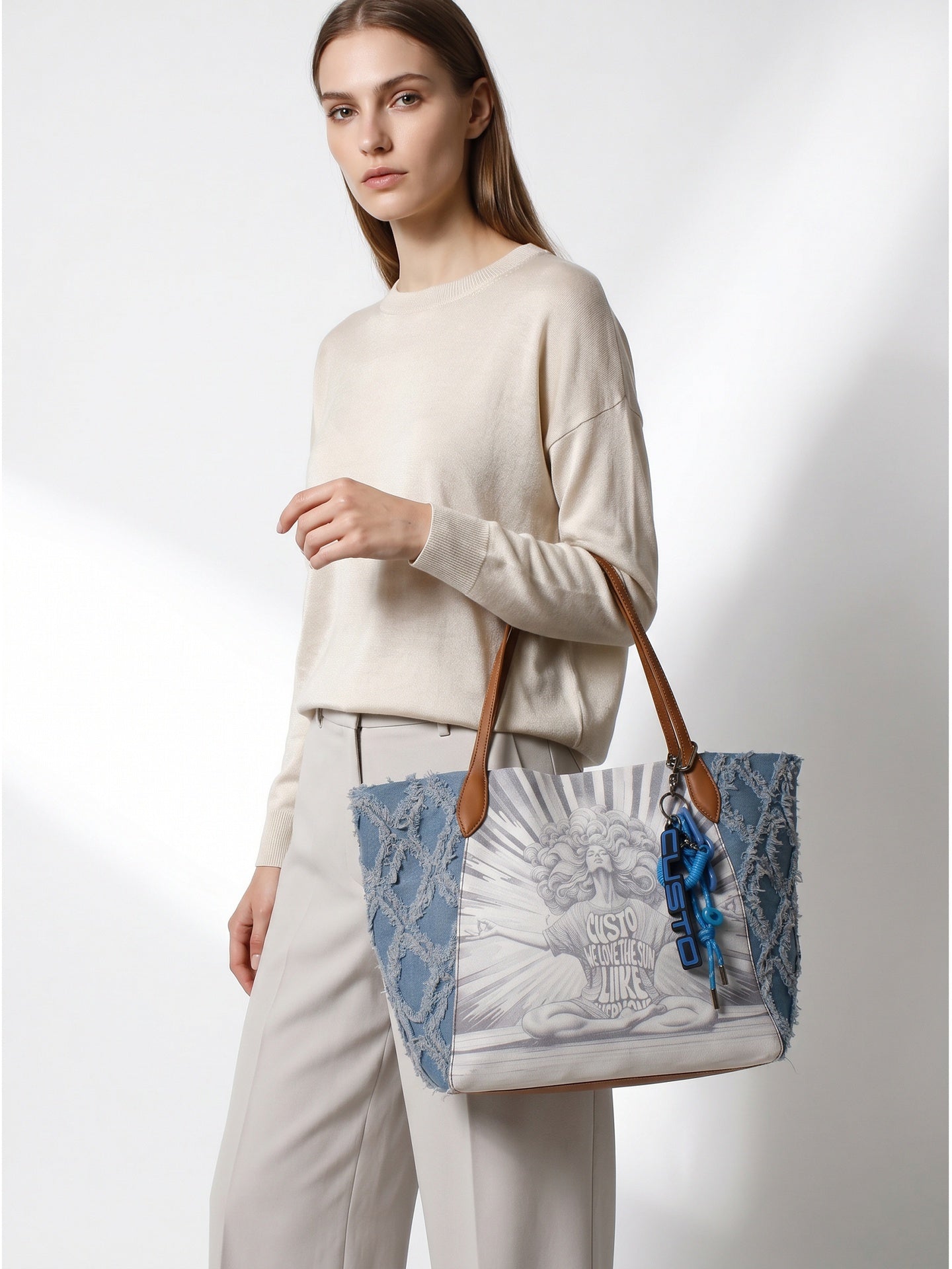 Borsa a Mano in Pelle Vegana Blu