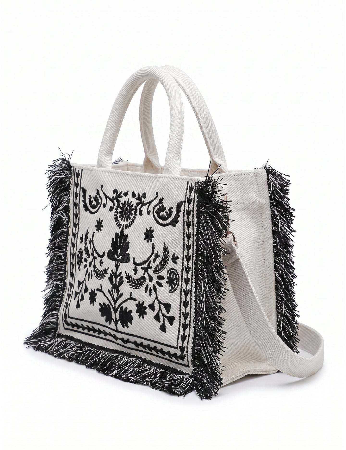 Borsa a Mano in Cotone Nero