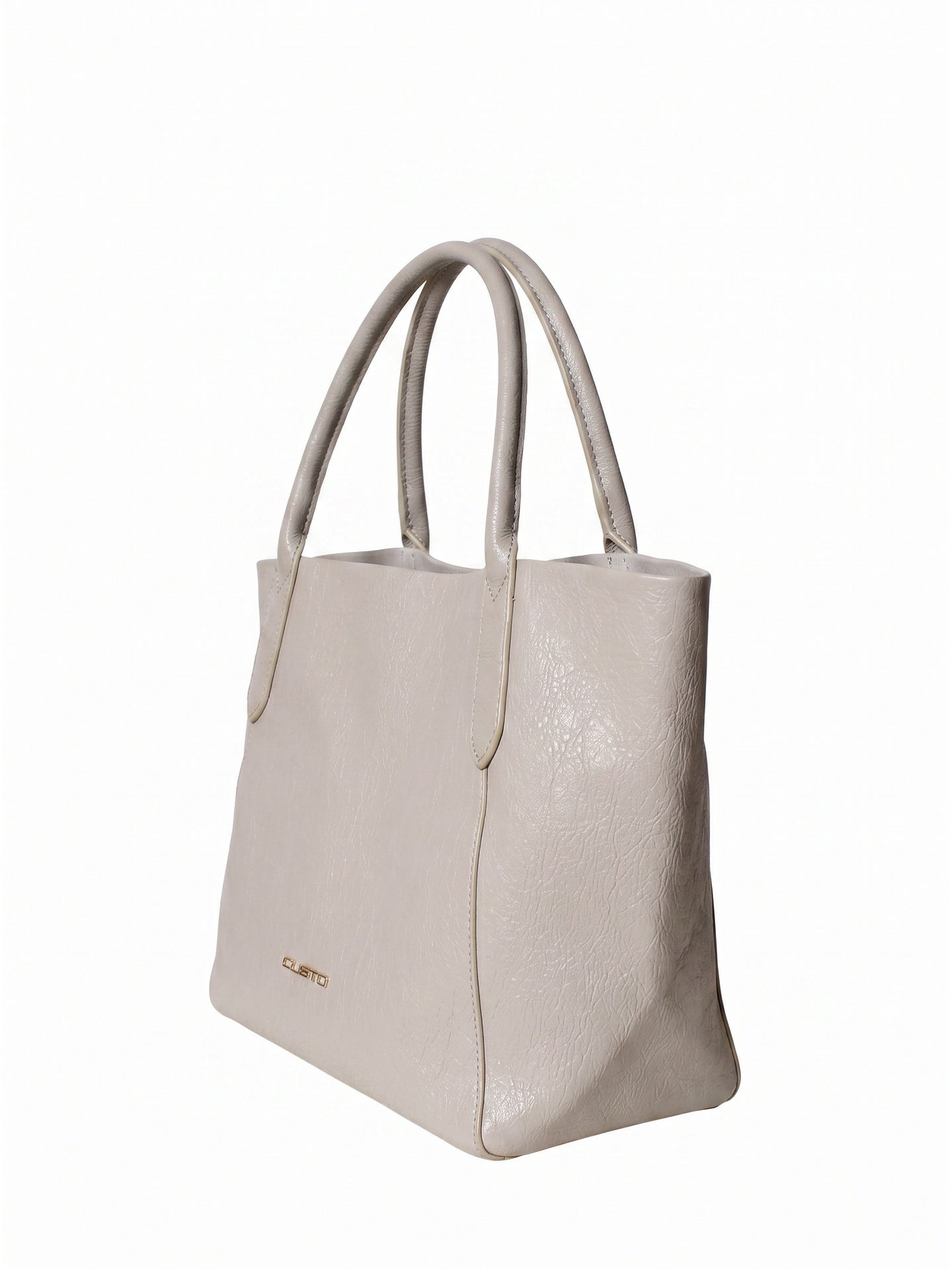 Borsa a Mano in Pelle Vegana Panna