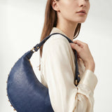 Borsa a Tracolla in Dollaro Leather Blu Jeans