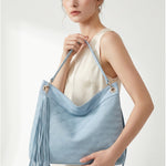 Borsa a Spalla in Pelle Vegana Blu
