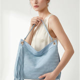Borsa a Spalla in Pelle Vegana Blu