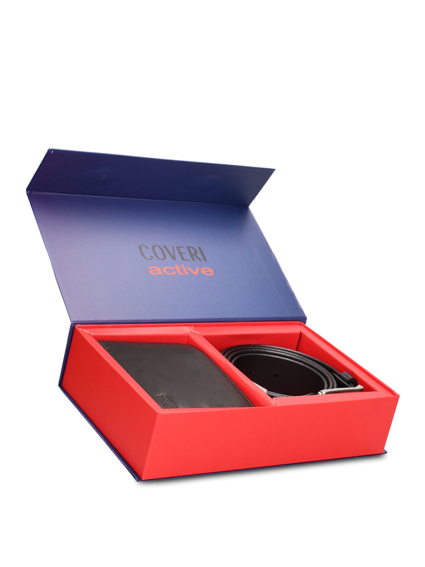 Set Portafoglio e Cintura in Vera Pelle Nero