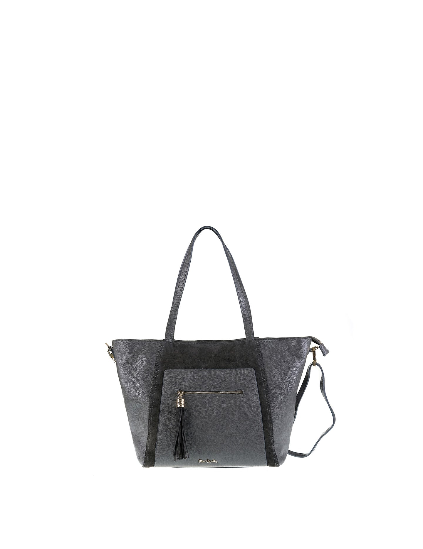 Borsa a Mano in Vera Pelle Grigio Pierre Cardin