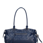 Borsa a Mano in Vera Pelle Blu Jeans Chiara Ferretti
