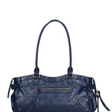 Borsa a Mano in Vera Pelle Blu Jeans Chiara Ferretti