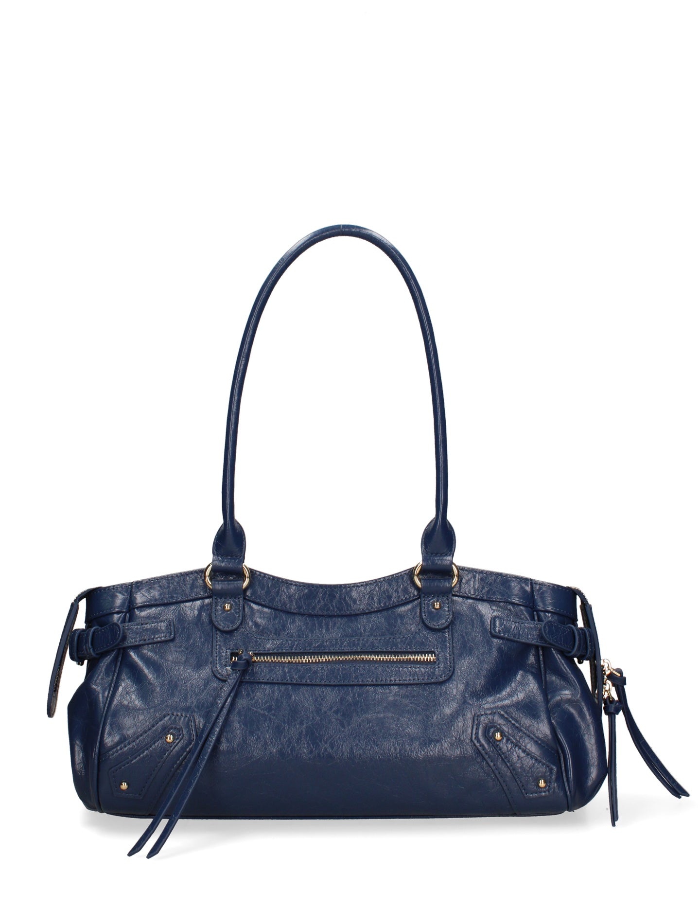Borsa a Mano in Vera Pelle Blu Jeans Chiara Ferretti