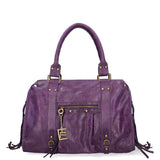 Borsa a Spalla in Genuine Printed Suede Leather Viola
