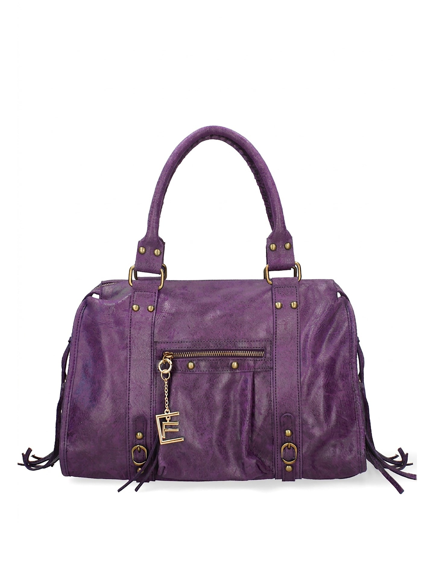 Borsa a Spalla in Genuine Printed Suede Leather Viola