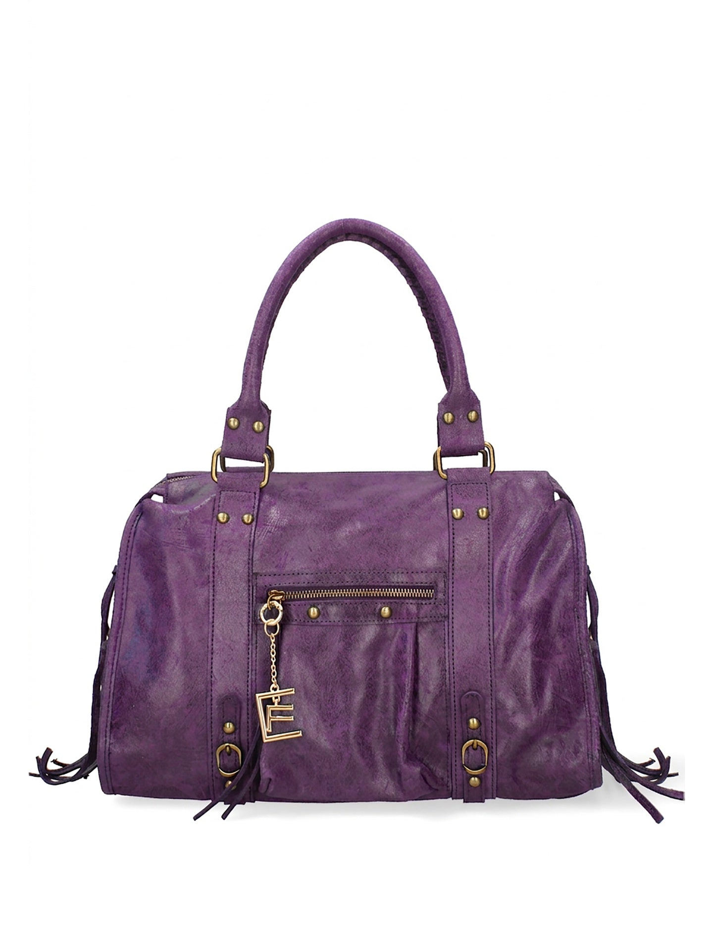 Borsa a Spalla in Genuine Printed Suede Leather Viola