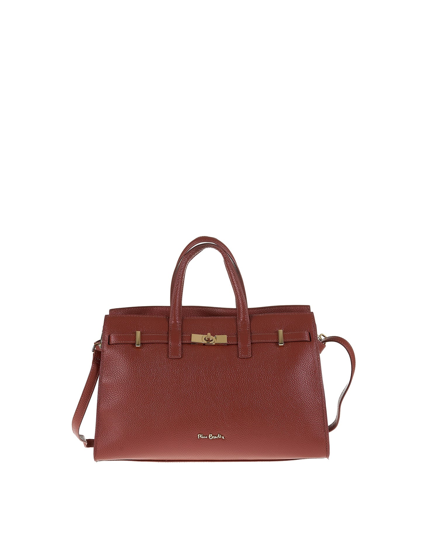 Borsa a Mano in Vera Pelle Marrone Pierre Cardin