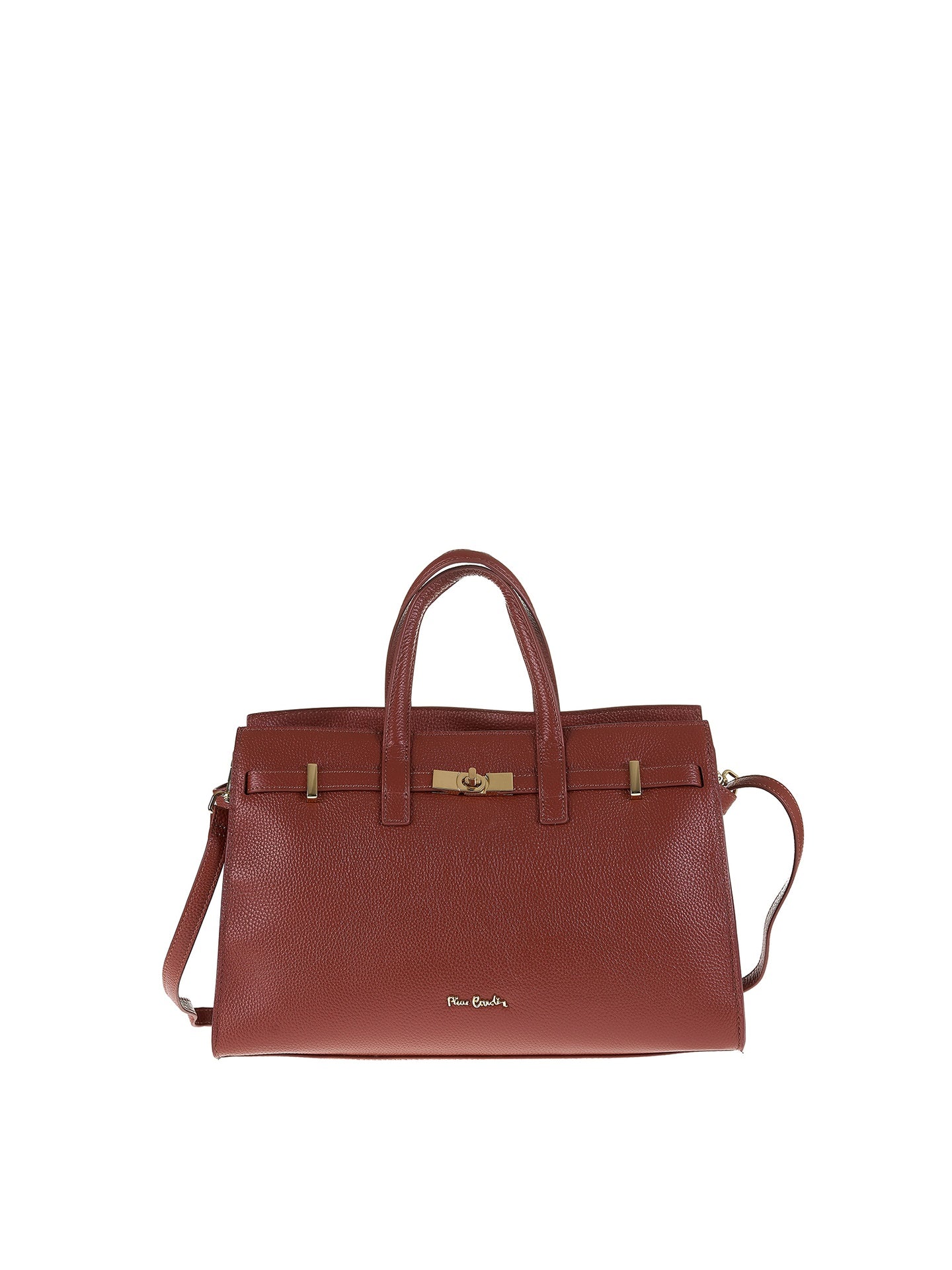 Borsa a Mano in Vera Pelle Marrone Pierre Cardin