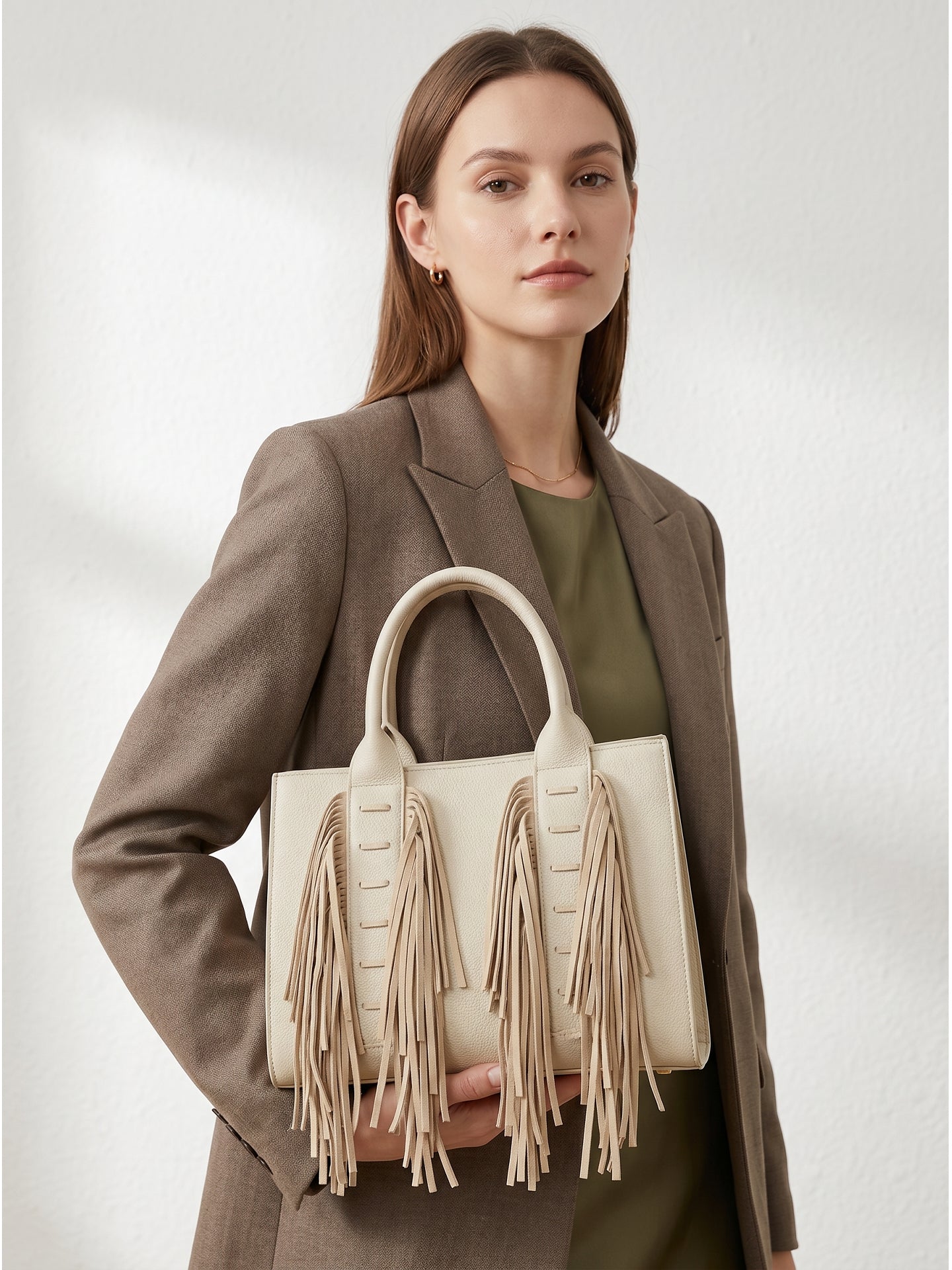 Borsa a Mano in Polyurethane Beige