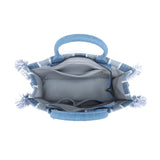 Bolso de hombro de poliéster azul y blanco