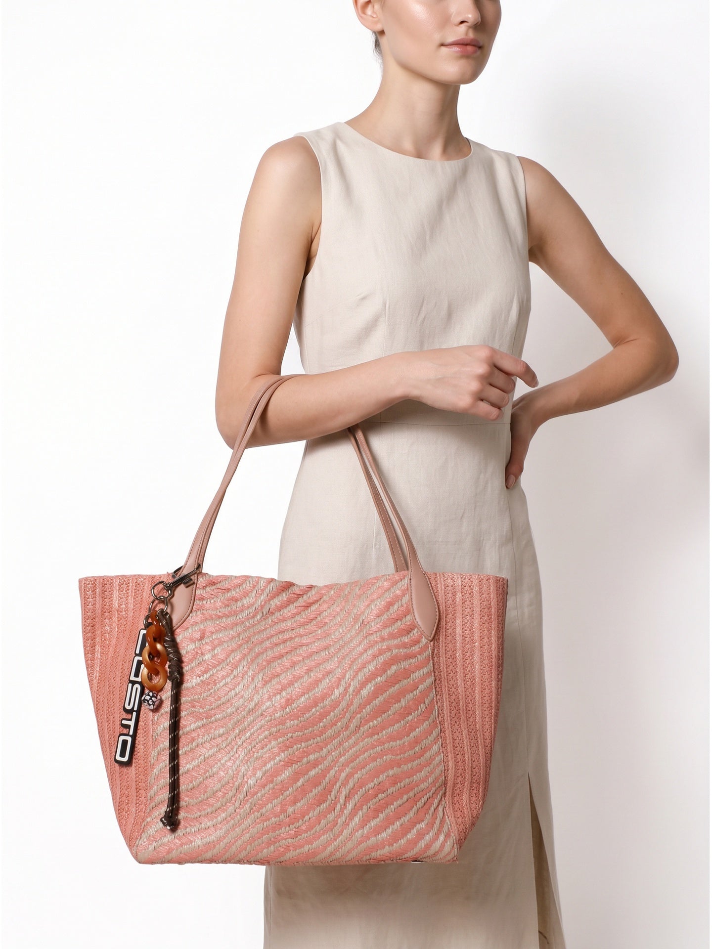 Borsa a Mano in Pelle Vegana Rosa