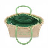 Borsa a Mano in Woven Straw Verde