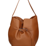 Borsa a Mano in Vera Pelle Cuoio Scuro Chiara Ferretti