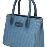 Handtasche aus veganem Leder in Jeansblau