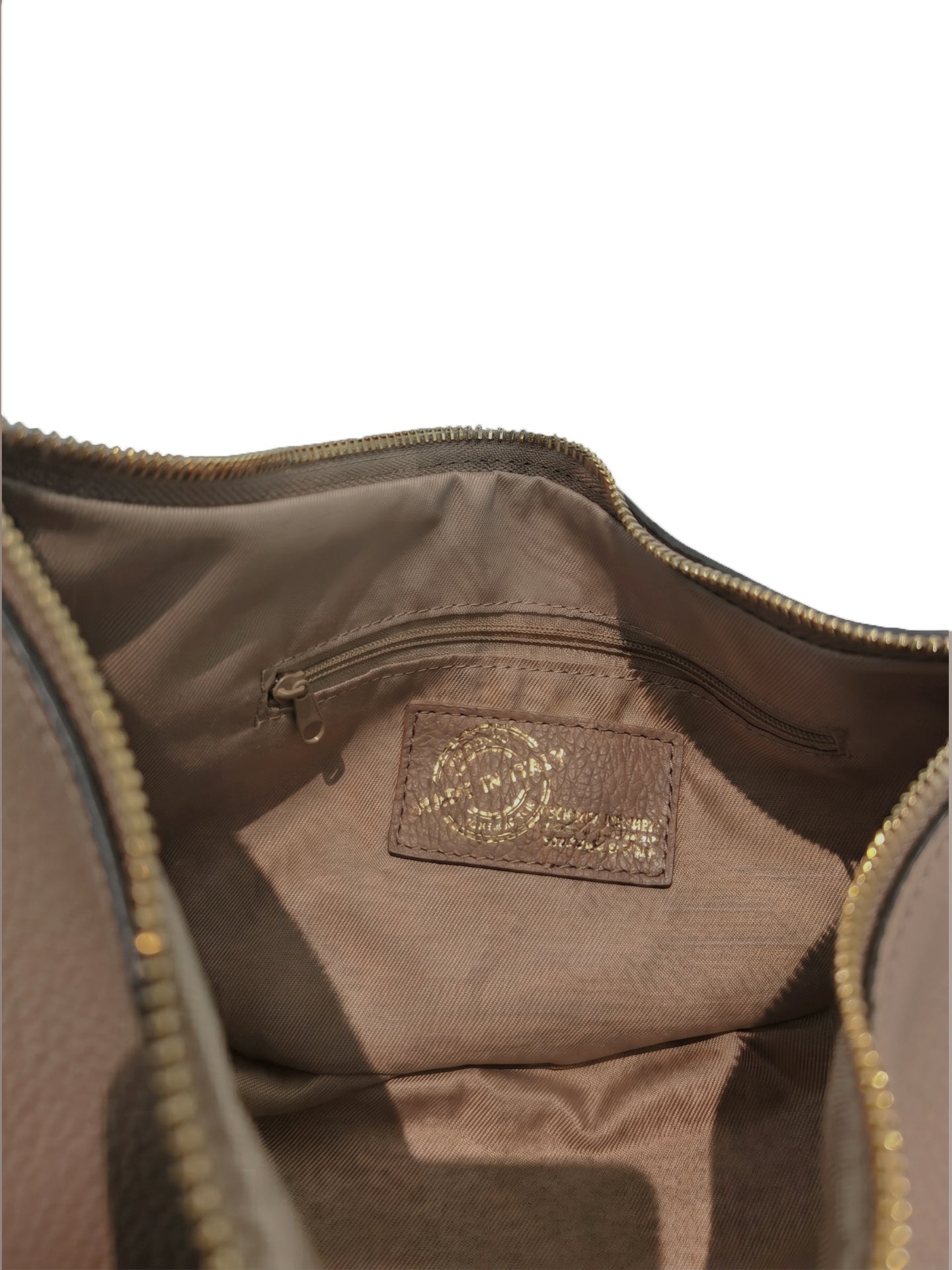 Borsa a Tracolla in Dollaro Leather Beige Scuro