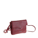 Bolso de hombro de piel auténtica color burdeos