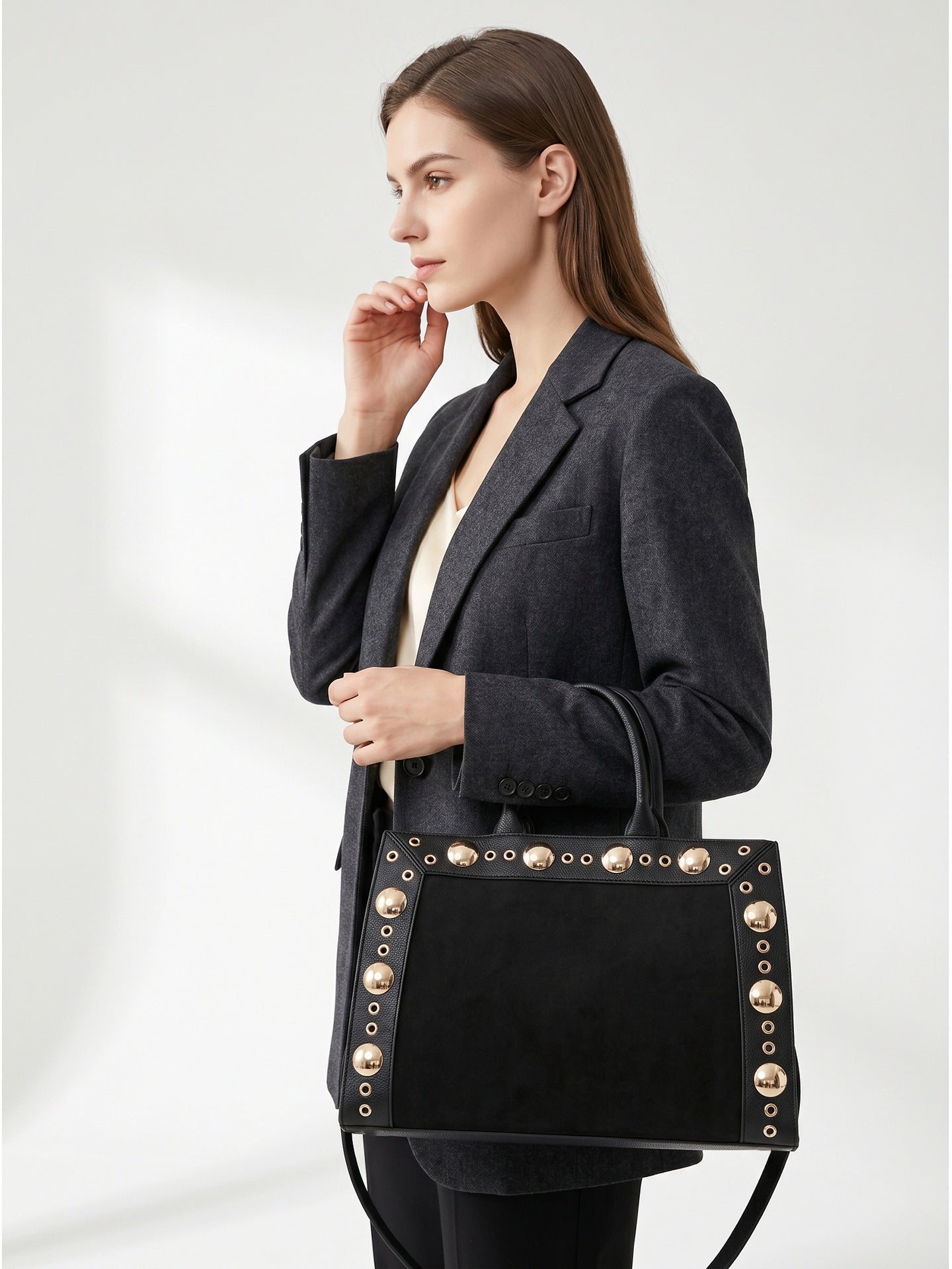 Borsa Shopper in Pelle Vegana Nero