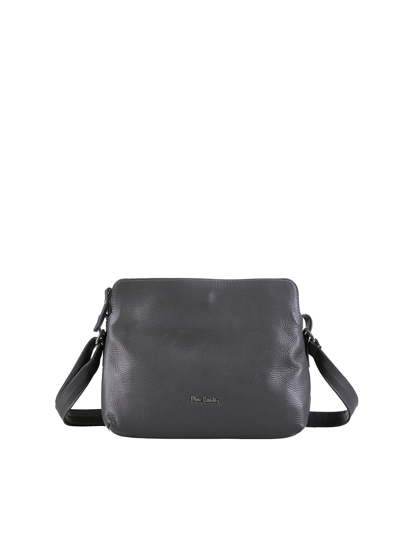 Borsa a Tracolla in Vera Pelle Grigio Pierre Cardin