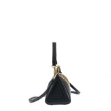 Bolso de hombro de piel auténtica negra