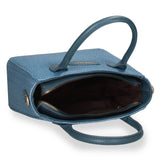 Handtasche aus veganem Leder in Jeansblau