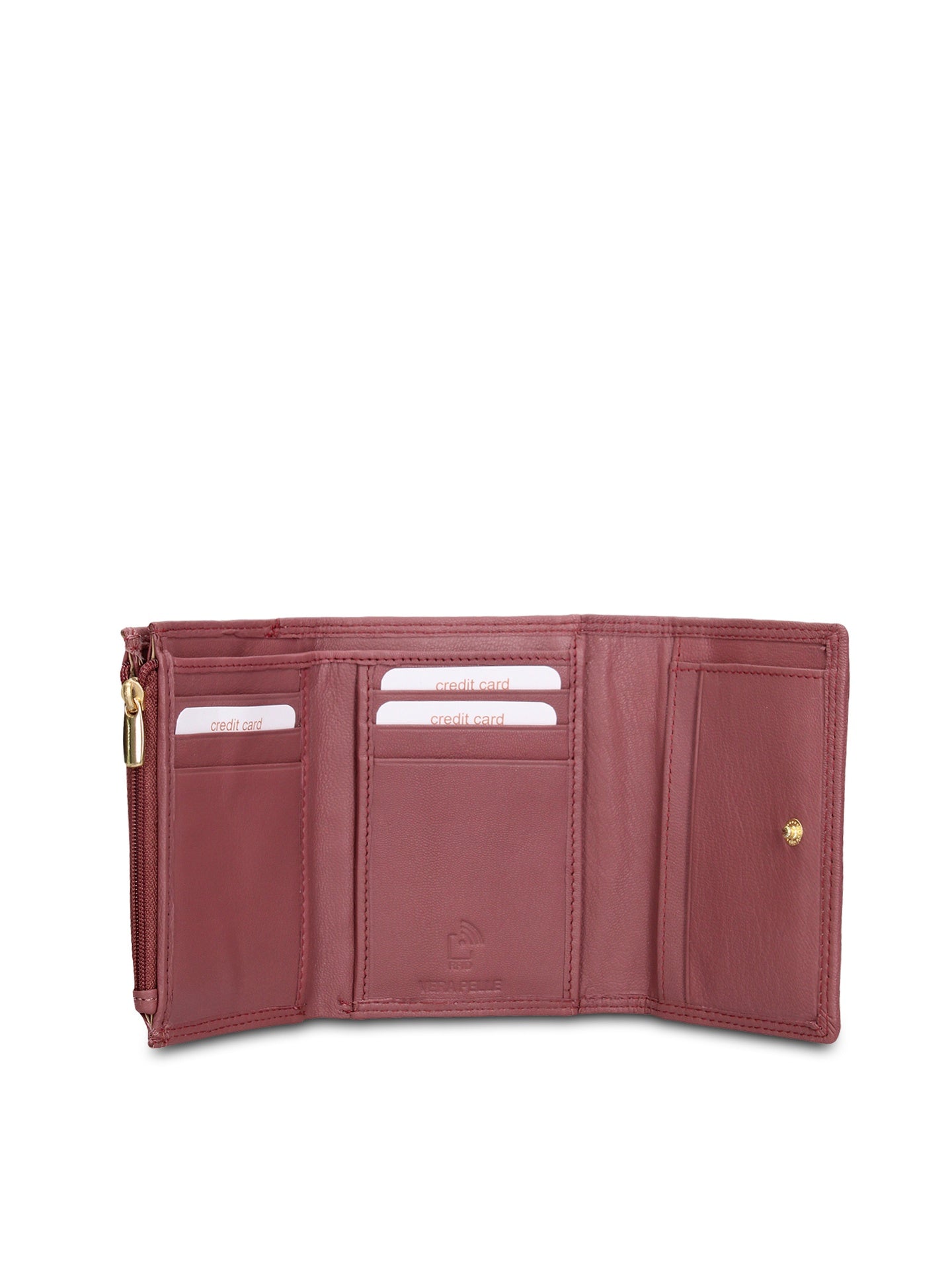 Portafoglio in Vera Pelle Rosa Antico