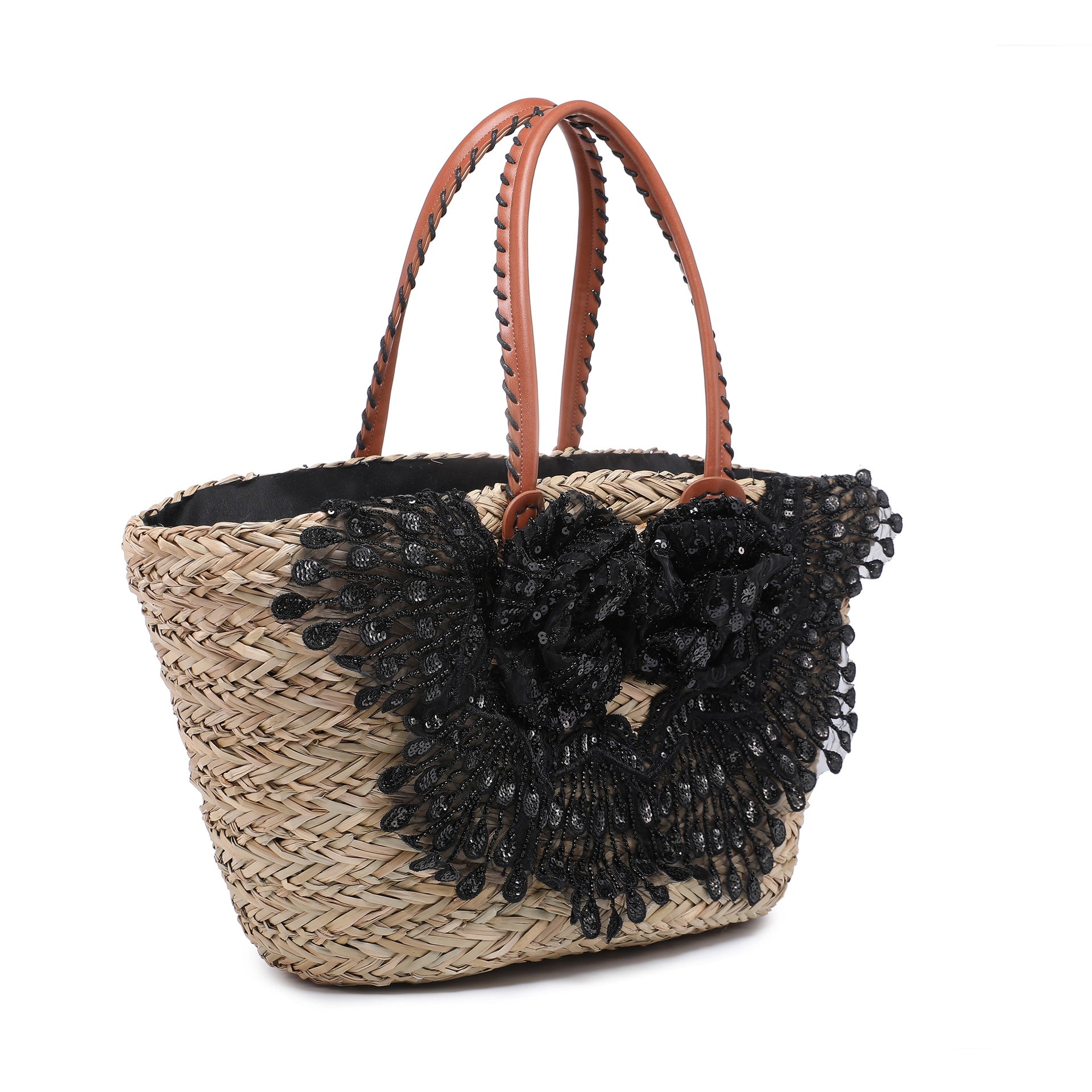 Borsa Shopper in Rattan Nero