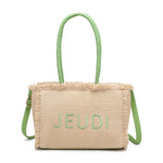 Borsa a Mano in Woven Straw Verde