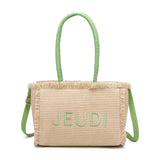 Borsa a Mano in Woven Straw Verde